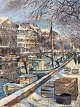 Lis Bjergsted 
(1922-1971), 
Ölgemälde auf 
Leinwand, 
Christianshavns-
Kanal, Maße mit 
Rahmen: 84x69 
cm