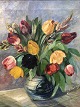 Ingeborg Debois 
(1897-1970). 
Ölgemälde auf 
Leinwand, 
Tulpen in Vase. 
Maße mit Rahmen 
57x47 cm