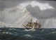 Dänischer 
Künstler (19. 
Jh.) Dänemark: 
Schiffe in der 
Nordsee. Öl auf 
Karton. 25 x 35 
cm. Auf ...