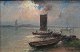 Richarde, 
Ludvig Otto 
(1862-1929): 
Marine mit 
Segelschiffen - 
Abend. Öl auf 
Karton. 
Signiert:. ...