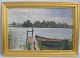 Hærning, August 
(1874 -) 
Dänemark: Ein 
boot auf einem 
See - einem 
Sommertag. Öl 
auf Leinwand. 
...