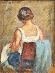 Henriques, 
Wilhelm (1894 - 
1966) Dänemark: 
A Rückgekehrtes 
Frau auf einem 
Stuhl. Öl auf 
...