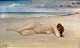 Pedersen, Hugo 
V. (1870 - 
1959) Dänemark. 
Strand mit 
nackten Frau. 
Öl auf 
Leinwand. ...