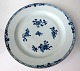 Ostindischen 
Teller aus 
Porzellan, 
China, c. 1780 
Blau mit Blumen 
und Mustern 
verziert, mit 
...