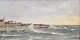 Koch, Johan 
(1869 - 1944) 
Dänemark: 
Wellen auf 
Küstenschutz. 
Öl auf 
Leinwand. 
Signiert: I. 
Koch. ...