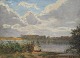 Christensen, 
Godfrey (1845 - 
1928) Dänemark: 
Blick auf einen 
See. Öl auf 
Leinwand / auf 
Leinwand ...