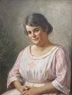 Deurs, Caroline 
van (1860 - 
1932) Dänemark: 
Weibliches 
Portrait. Öl 
auf Leinwand. 
65 x 50 cm. ...