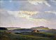 Viggo Pedersen 
(1854 - 1926): 
Landschaft ein 
Sommerabend. 
Skamstrup. Öl 
auf Karton / 
...
