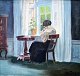 Jessen, Aage 
(1876 - 1961) 
Dänemark: 
Interieur mit 
junger Frau am 
Fenster. 
Signiert Aage 
Jessen. ...