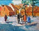 Nielsen, Svend 
(1908 - 1993) 
Dänemark: Szene 
aus Rønne mit 
Menschen. 
Bornholm. 
Unterzeichnet. 
Öl ...