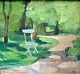 Markussen, Olaf 
(1912 - 1995) 
Dänemark: Ein 
Stuhl in einem 
Park. 
Signiertes 
Monogramm. Öl 
auf ...
