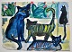 Degett, Karen 
(1954 - 2011) 
D&auml;nemark: 
Katzen in einem 
Restaurant, 
Kreta, 
Griechenland. 
Blei ...