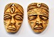 Zwei 
afrikanische 
kleine Masken, 
geschnitzten 
Beinen, 19./20. 
Jahrhundert 
Westafrika. 6,3 
x 4,5 ...