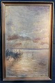 Moser, 
Christian (1838 
- 1894) 
Holland: 
Flusslandschaft.
 Abend. Öl auf 
Leinwand. 
Signiert: Ch. 
...