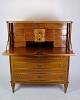 Secretary of light mahogany decorated with Intarsia decorations of fruit wood and brass handle ...