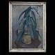 Victor Isbrand maleri. Victor Isbrand, 1897-1988, olie på lærred. Kubistisk 
komposition: "En Gummiplante". Signeret. Lysmål: 69x48cm. Med ramme: 78x57cm
