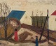 Peder Brøndum 
Sørensen 
(1931-2003), 
Danish painter, 
oil on board.
Modernist 
landscape with 
...