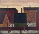 Peder Brøndum 
Sørensen 
(1931-2003), 
Danish painter, 
oil on board.
Figures and 
...