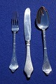 Antique Rokoko Danish solid silver flatware, settings dinner cutlery of 3 pieces