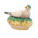 Small pigeon shaped faience tureen by Marieberg, Sweden, signed circa 1765. H: 
12cm. L: 18cm