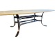 Rose colored marble table with solid steel/chrome frame, bought in Illums Bolighus in the 1980s. ...