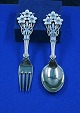 Michelsen set Christmas spoon and fork 1929 of 
Danish gilt sterling silver