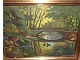 Heinrich Nielsen, oil painting,  green landscape with ducks.Signed "Heinrich ...