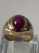 Gold ring with 
red stone and 
diamonds, 14 
carat Gold
Stamped: 14K
Size: 60 / 
inner ...