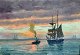 Landt, Frants 
(1885 - 1975) 
Dänemark: 
Marine mit 
Segelschiff und 
Motorschiff. Öl 
auf Leinwand. 
...