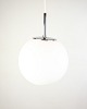 Pendant in 
spherical 
frosted glass 
with 
chrome-plated 
suspension and 
white cord. The 
lamp gives ...