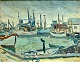 Bernhardt-
Frederiksen, 
Aage (1883 - 
1963) Dänemark: 
Der Hafen in 
Aalbæk. Öl auf 
Leinwand. ...