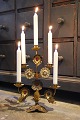 Antique, French church candlestick in gilded metal ...