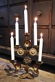 Antique, French church candlestick in gilded metal ...
