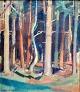Hansen, Harald (1890–1967) Dänemark: Waldbild. Öl auf Leinwand. Signiert. 83 x 73 cm.Gerahmt: ...
