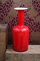 Old red glass vase from Holmegaard designed by Otto Brauer.H: 30cm. Dia.: 11.5cm.