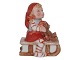 Lille Royal Copenhagen Pixie Nisse figur - Julenisse med bamse på kælk.Dekorationsnummer ...