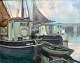 Knudsen, Peder Jacob Marius (1868–1944) Dänemark: Fischerboote in einem Hafen. Signiert. Öl auf ...