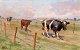 Bundgaard, Gunnar (1920&ndash;2005) D&auml;nemark: K&uuml;he auf einer Stra&szlig;e. &Ouml;l auf ...