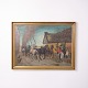 Stimmungsvolles Gemälde auf Leinwand mit einem Motiv von Pferden. Das Werk ist signiert und ...