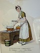 Kostüme in Kopenhagen, Eine Köchin, gerahmter älterer Druck von Lahde, Gothersgade 125, ...