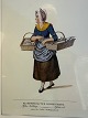 Kostüme in Kopenhagen, Fischermädchen, gerahmter älterer Druck von Lahde, Gothersgade 125, ...