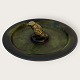 Bronzeschale mit Papagei, 35 cm Durchmesser, gestempelt: Echte feuerfeste Bronze /  Ægte Bronce ...