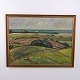 Ölgemälde auf Leinwand mit Landschaft, Feldern und Höfen in einem profilierten goldfarbenen ...