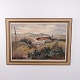 Ölgemälde auf Leinwand mit dem Motiv einer hügeligen Landschaft mit Bauernhof und Tannenbäumen. ...