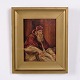 Porträtgemälde auf Holzplatte mit Papstmotiv im Goldrahmen 30 x 25 cm