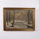 Ölgemälde auf Leinwand mit Winterlandschaft, Wald und ...