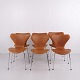 Satz von sechs Serie 7 Stühlen, entworfen von Arne Jacobsen und hergestellt von Fritz Hansen. ...