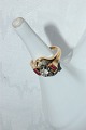 18 Karat Gold 
Ring mit 
grossem zirkon 
und rot Saphir. 
Ring Grösse 
53,5. Ø 17 mm. 
Der Stempel 750