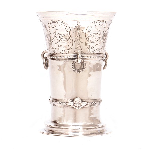 Early 18th century Danish Baroque silver beaker by Jacob Sørensen, Copenhagen, 
1678-1710, dated 1705. H: 11,5cm. W: 205,2gr