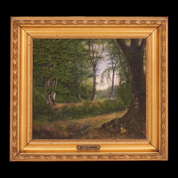 C. F. Aagaard, 1833-95, Öl auf Leinen. Waldpartie Signiert Aagaard. Lichtmase: 
26x29cm. Mit Rahmen: 37x40cm